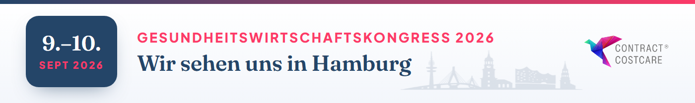 Gesundheitswirtschaftskongress 2026, 9.–10. September, Hamburg — Contract Cost Care ist dabei.